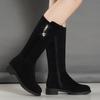 Matte Plush Mid-Calf Fleece-Lined Winter Fashion Long Boots