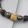 Personalized Owl Beaded Bracelet with Magnetic Iron Core Stone Beads