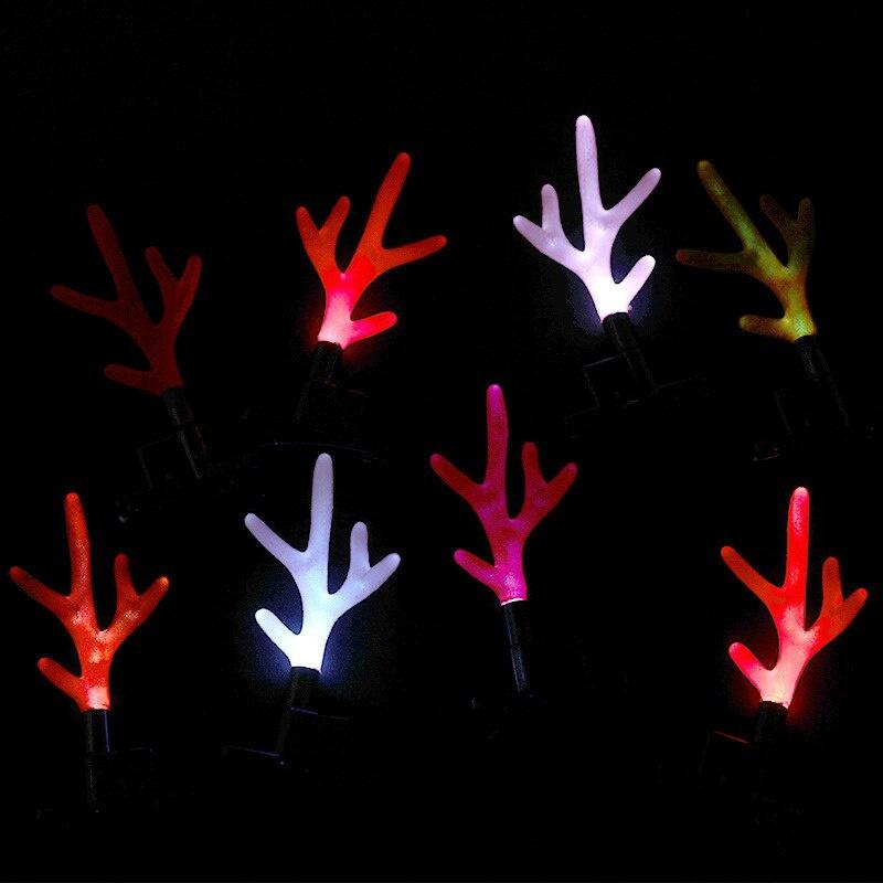2pcs/Pair Christmas Glowing LED Antlers Hairpin Elk Red Headband Antlers Children Hair Accessories Headbands for Women Xmas Gift