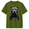 Tough Pitbull Dog Black White Canine Portrait Design Cotton T Shirt For Unisex Beach Vintage TShirts Hip Hop Tees Big Size Clothes