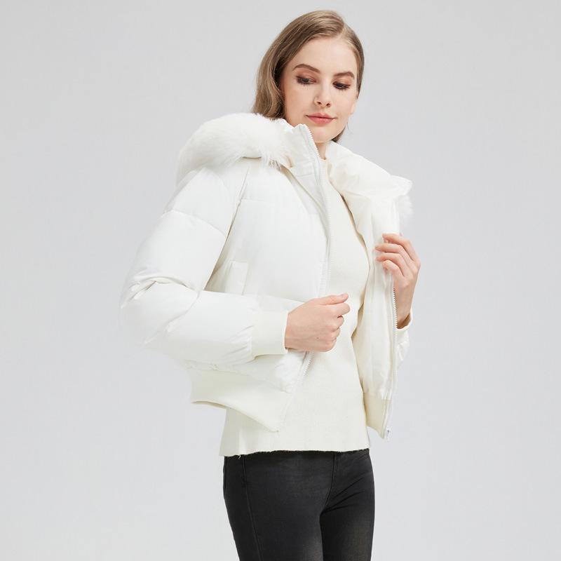 Winter 2025 New Fur Collar Casual Versatile Cotton Jacket Women's Hooded Short Warm Cotton Jacket Hooded New Jacket