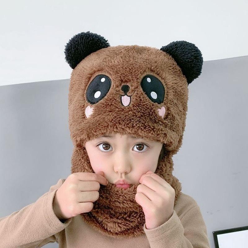 Winter children's hats boys and girls warm hats scarf hats integrated baby warm windproof face protection ear protection
