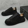 Fashion Luxury Trend Designer Men's Charm Black Rhinestones Lace Up Platform Causal Shoes Male Flats Moccasins Sports Walking Sneakers