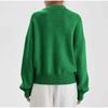 Women Autumn Polo Neck Long Sleeve Solid Color Long Sleeve Casual Knitted Sweater