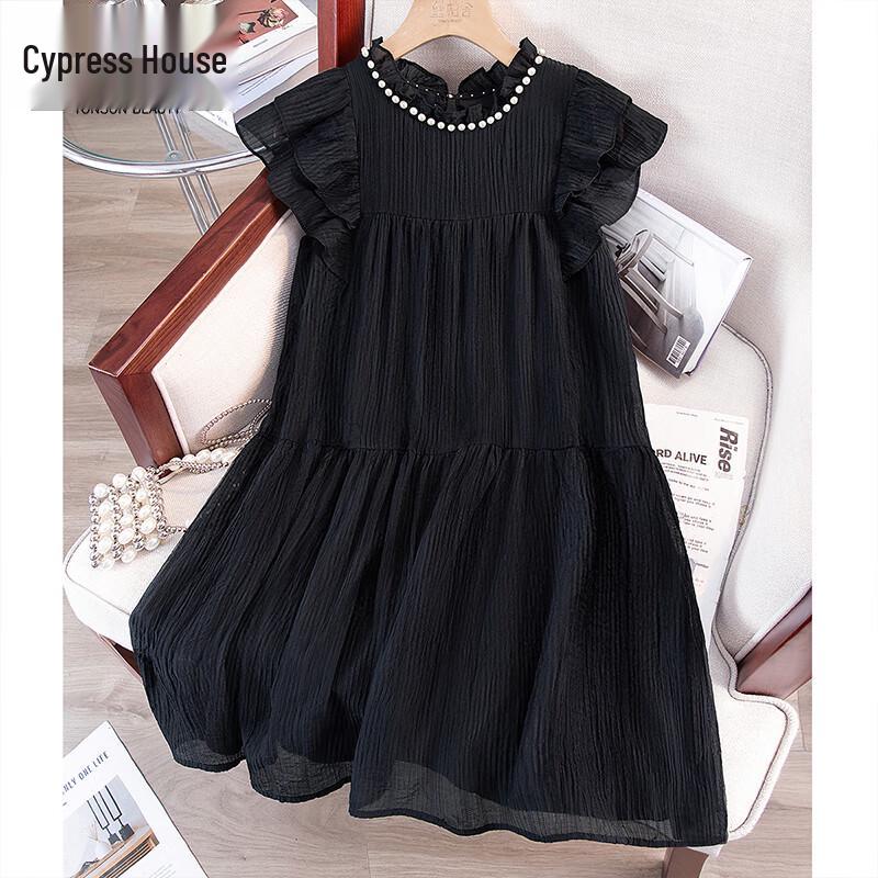 Cyber Sheer Beaded Patchwork Fly Sleeve A-Line Dress M