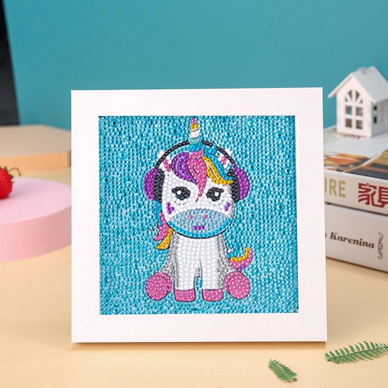 New Diy Diamond Painting Solid Wood Photo Frame Boxed Diamond Sticker Owl Cartoon Hand-Pasted Diamond Painting