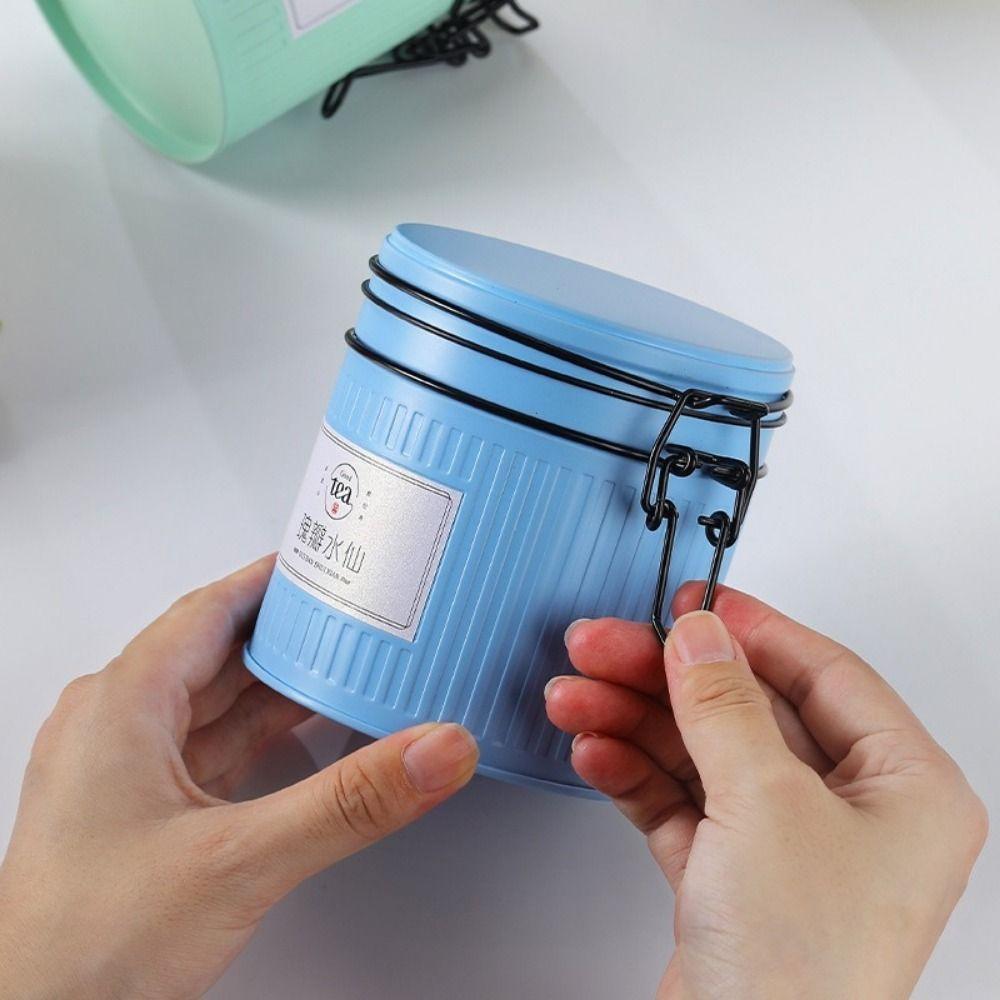 Round Tea Tin Can Tinplate Candy Jar Multi-functional Metal Tea Can  Travel