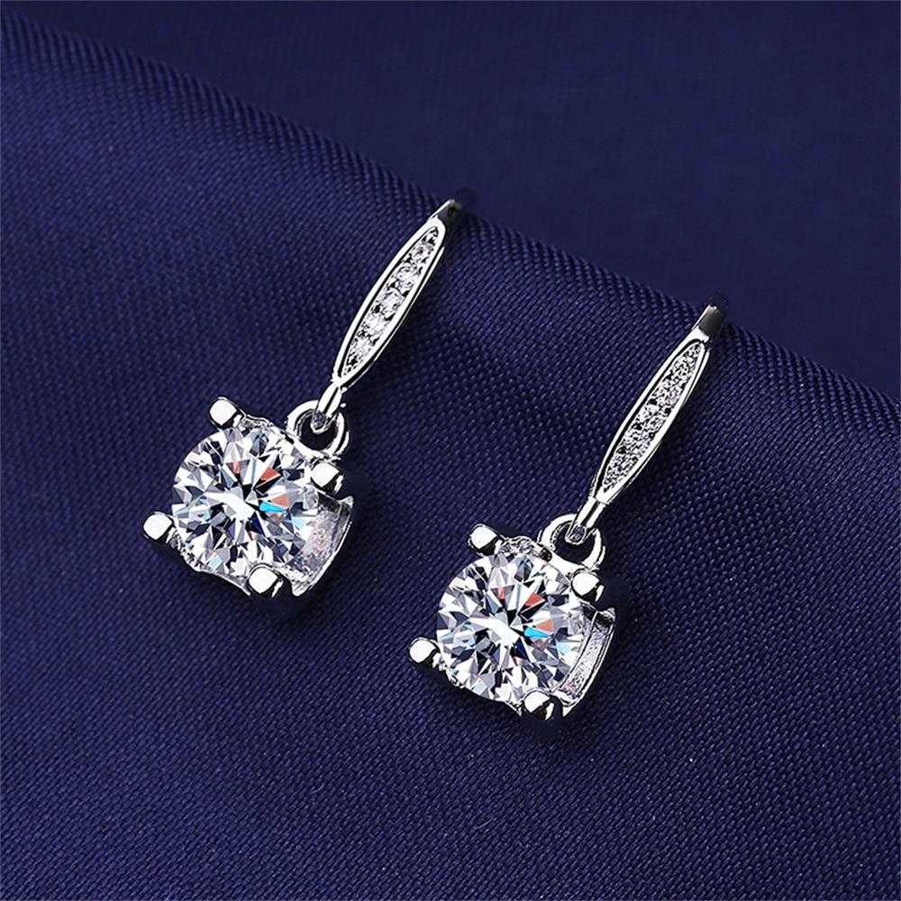 Boucles d'oreilles pendantes en argent sterling 925 pour femmes, nouvelle paire de micro-incrustations de pierres précieuses à quatre griffes, clous d'oreilles, piercings, créoles, bijoux