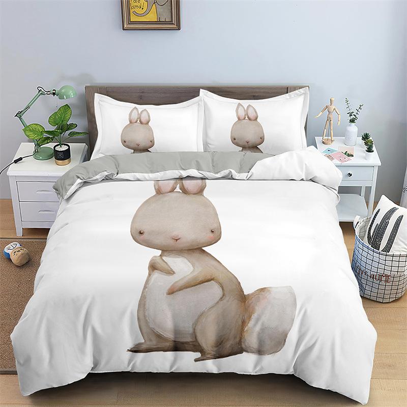 Comforter Cartoon Rabbit Cute Animal Bunny Bedding Set Twin King For Kids Girl Child Kawaii Room Decor