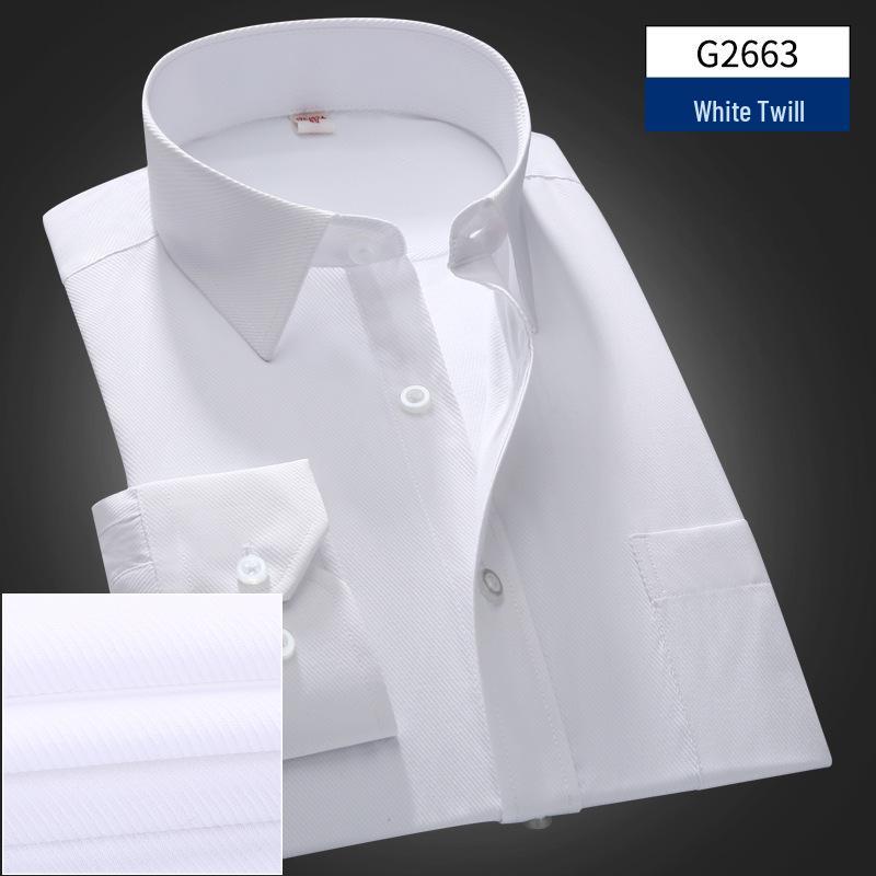 Men's Solid Color Long-Sleeve Business Shirt - Formal Workwear