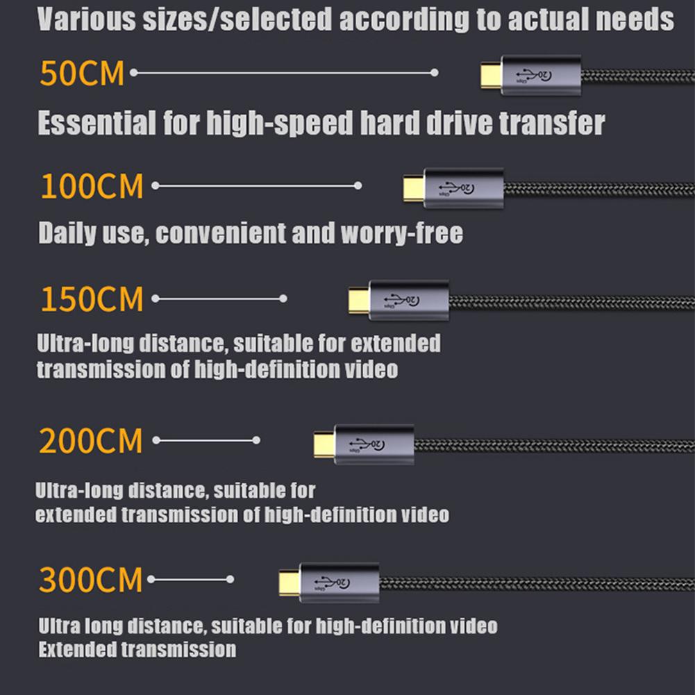 Data Cable Double C Line 100w With E-mark 5a Output C Male To C Male 3.2gen 20gb Data Transmission Cable
