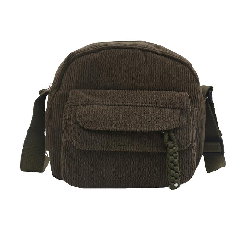 

Corduroy handbag autumn new fashion solid color women s bag shoulder messenger bag campus style, trendy bag зелений