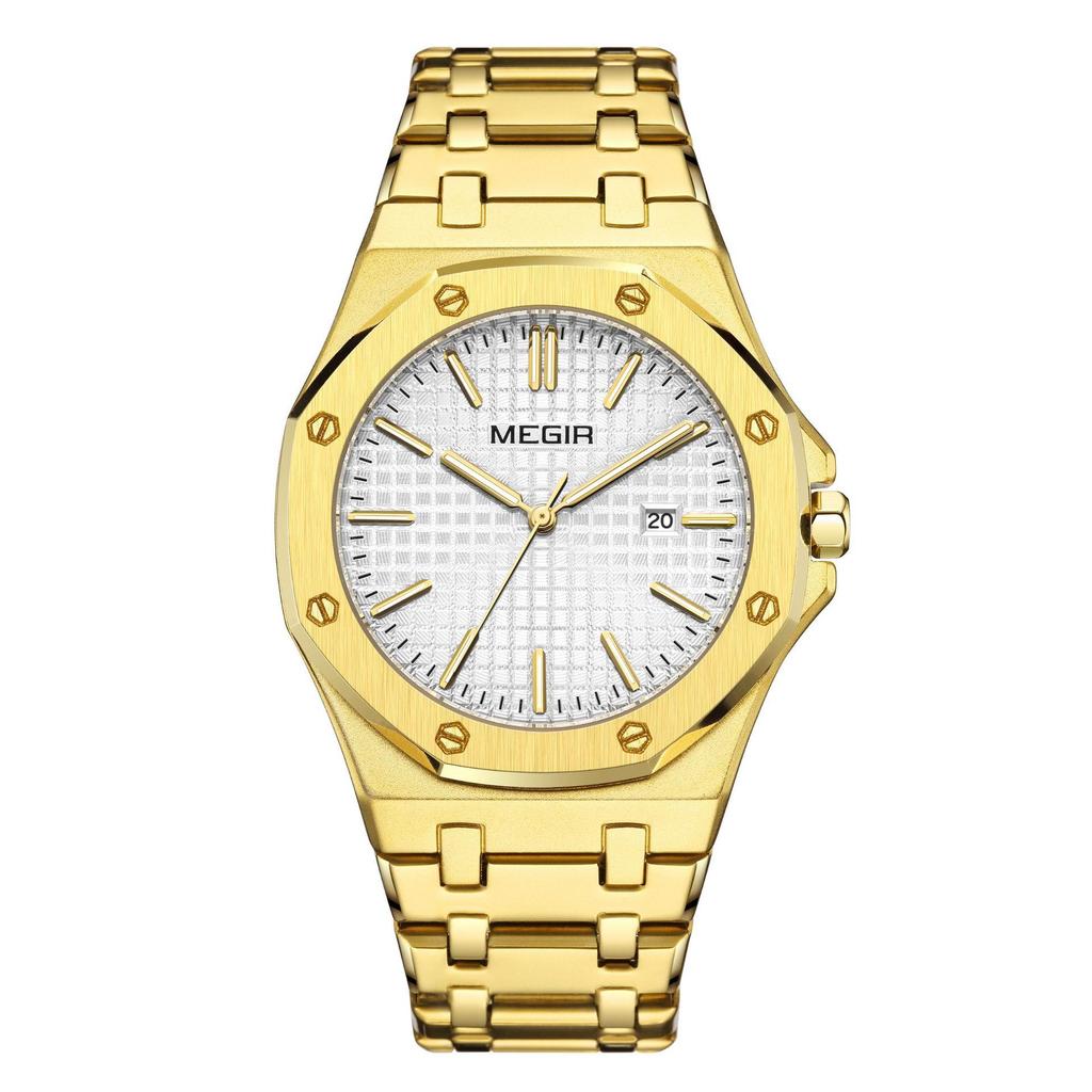 Men'S Classic Business Steel Belt Watch Waterproof Luminous Calendar Watch 1085