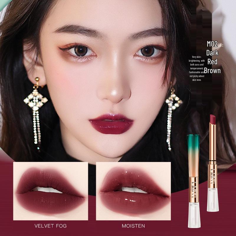 Lan Yi Waterproof Matte Lipstick - Non-Stick, Long-Lasting, Enhances Fairness for Yellow Skin, Star-Endorsed Brand.