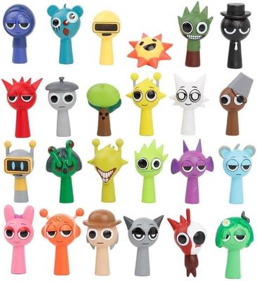 Figurky Sprunki, Panenky, Kostky, Hračky, Sběratelské panenky, Výška 4-5 cm, Sada 24 kusů, Předbarvené, Hotové (24dílná sada)