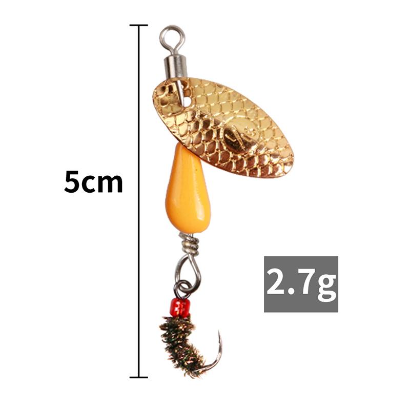 Rotating Spinner Spoon Fishing Lure Artificial Metal Sequins Bait 5.5Cm/2.7G Single Hook Wobblers Bass Trout Perch Pesca