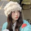 Fashion Rabbit Fur Patchwork Knit Bucket Hat Women Warm Fall Winter Large Head Size Face Slimming