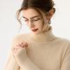 Women's Slim Fit Cashmere High-Neck Sweater - Autumn/Winter Solid Color Knit Base Layer Top