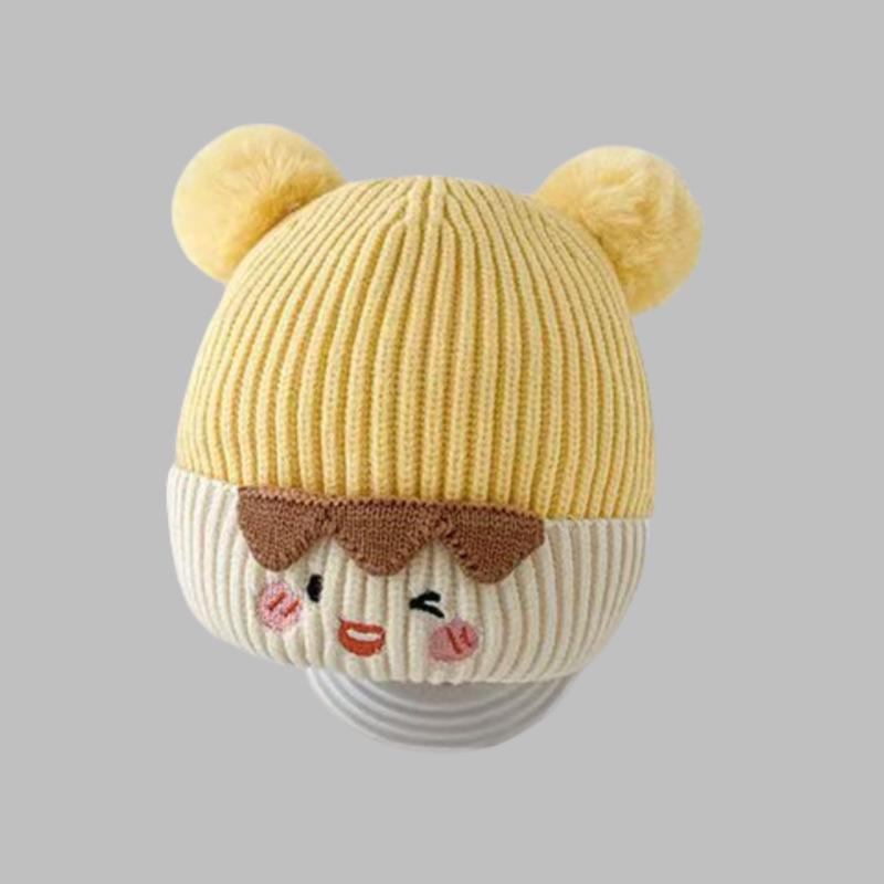 Przytulna dzianinowa czapka z pomponem dla maluchów – unisexowa, zimowa ciepła dla chłopców i dziewczynek