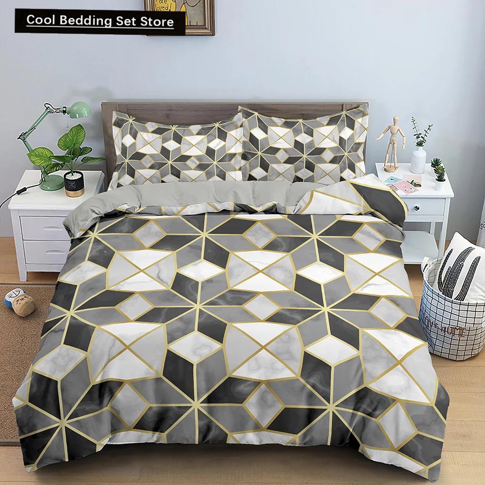Geometric Printed Bedding Set Colorful Stripe Duvet Cover For Kids Children Quilt Cover 2/3Pcs Microfiber Fabric Home Textile