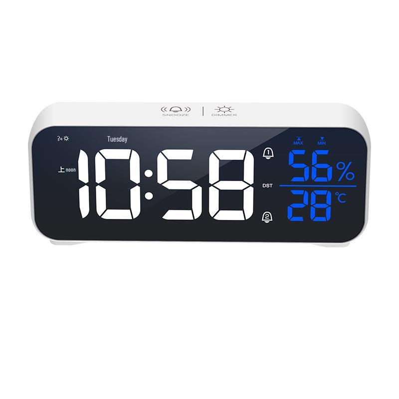 Voice-Activated LED Alarm Clock with Mirror Display and Dual Alarms