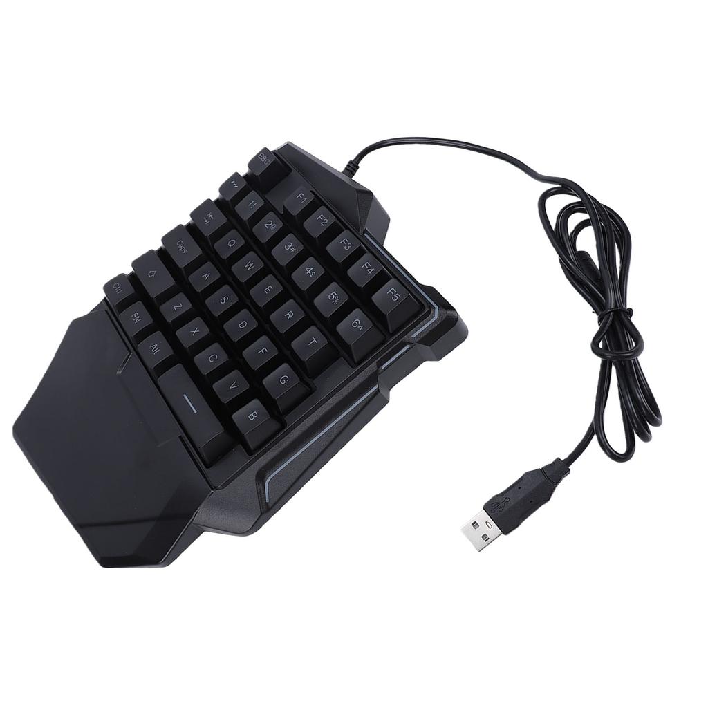 One Handed Gaming Keyboard RGB Backlight 35 Keys Ergonomic USB Portable Wired Gaming Keypad with Wrist Rest