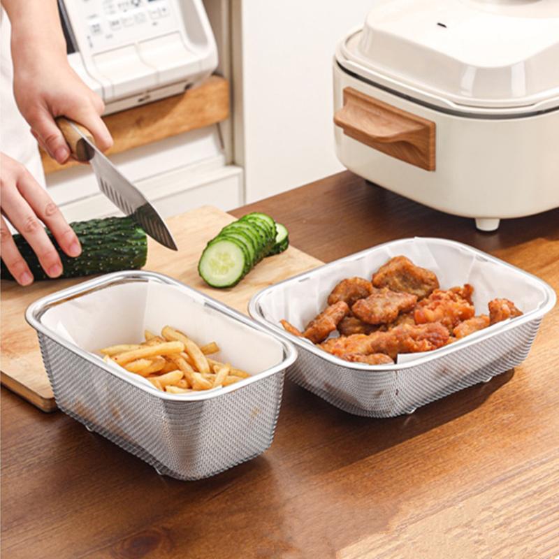 Stainless Steel Square French Fries Frying Basket Oil Filter Mesh Fruit Vegetable Drain Colander Strainer Kitchen Aaccessories