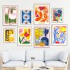 Nordic Abstract Flower Market Leaf Illustration Wall Art Posters and Prints Canvas Painting Wall Pictures for Living Room Decor
