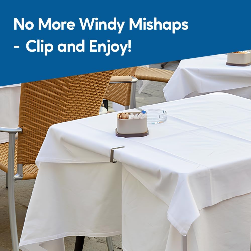 12Pcs Picnic Tablecloth Clips for Outdoor Tables - Stainless Steel Large Table Cloth Clip, Fits for 2.5” Thick Tables, Metal Clamps for Picnic