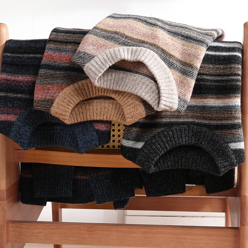 

JOW Men s Fair Isle Heavyweight Pure Wool Striped Sweater L (50)