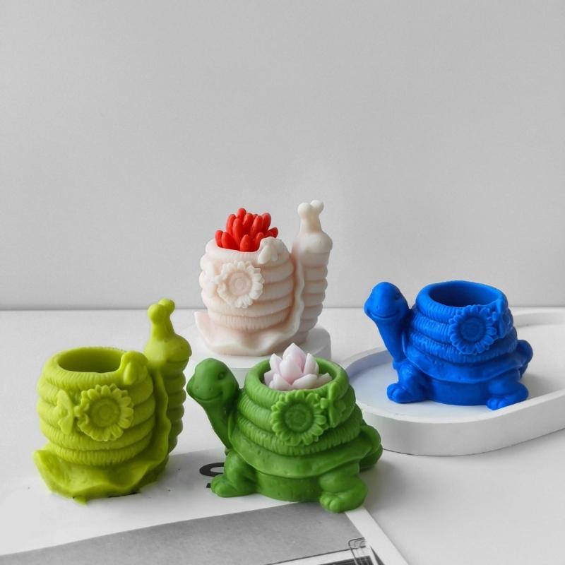 Tortoises Shaped Silicone Succulents Planter Molds Snails Shape Silicone Molds for Epoxy Resin Candle Stand , Decoration
