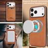Ultra-thin Magnetic Card Holder Combo Leather Case for iPhone 16 Pro Max 17 Air 16e 15 14 Plus 13 12 Wireless Charging Cover