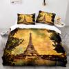 Eiffel Tower Duvet Cover Set King Size Paris Cityscape Twin Bedding Set Modern French Style Polyester Comforter Cover Boys Girls