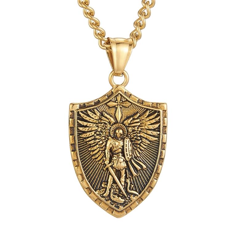 Punk Rock Stil Anhänger Halskette Robuste Edelstahl Engelschild Anhänger Halskette Stilvolle Halskette Schmuck