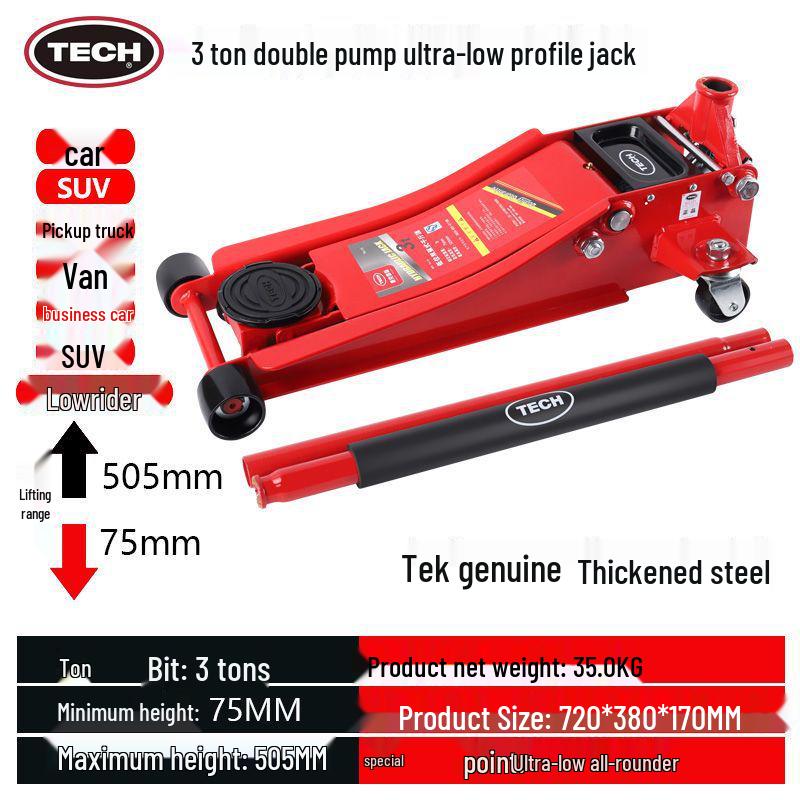 3-Ton Ultra-Low Profile Hydraulic Jack for Auto Repair and Tire Changes