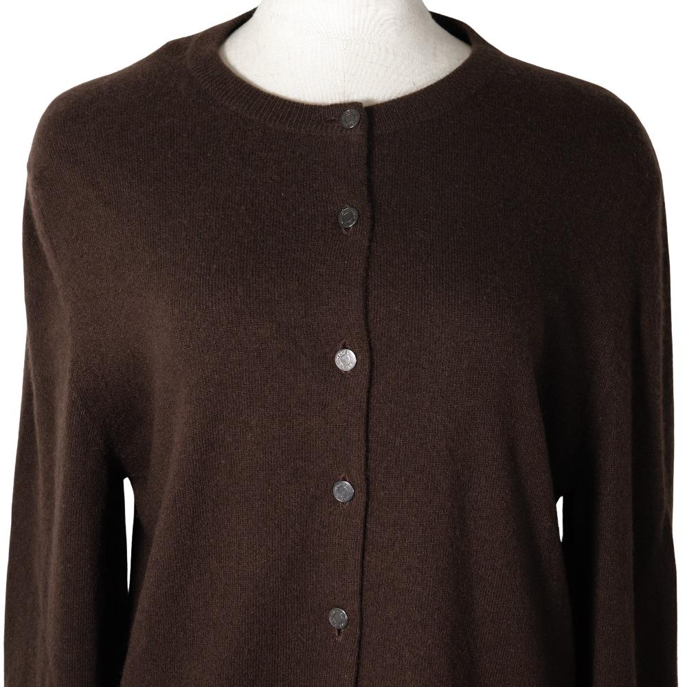 Hermes Serie Button Cardigan Brown Cashmere Women Used