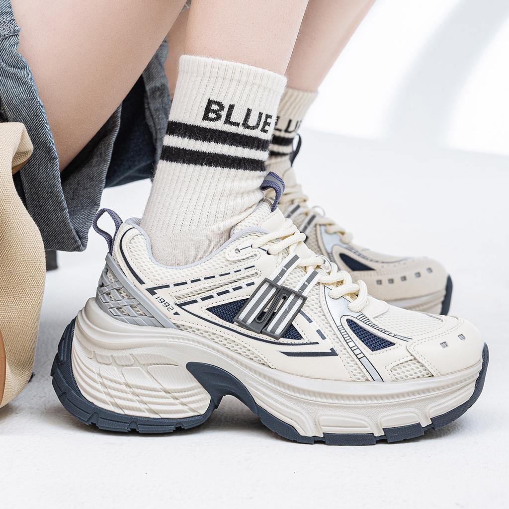Customized Silver Platform Blue Whale Dad Shoes 25 Spring New Breathable Mesh Sneakers Heightening Casual Shoes Children
