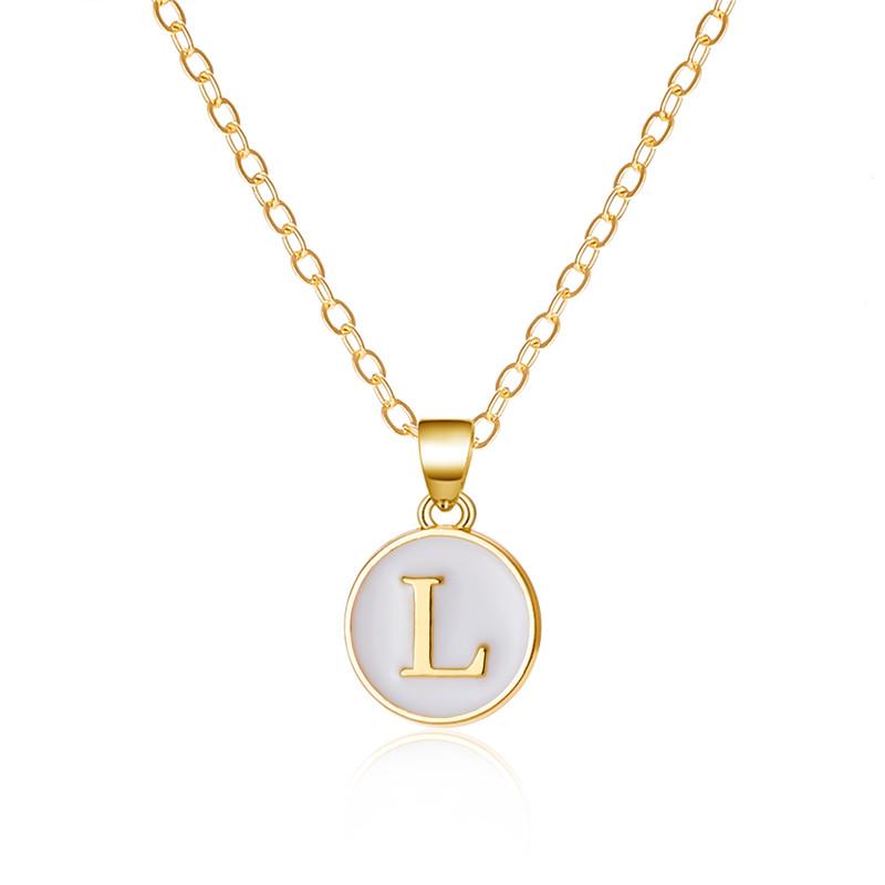 A-Z 26 Letters Necklace For Women Exquisite Initials Name Round Enamel Pendant Clavicle Chain Choker Necklaces Jewelry
