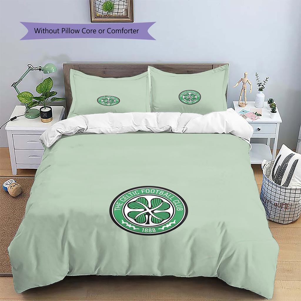 Celtic F.C Minta Ágynemű Paplan Szett Lakásdekoráció Ajándék (1 * paplanhuzat + 2 * párnahuzat mag nélkül)