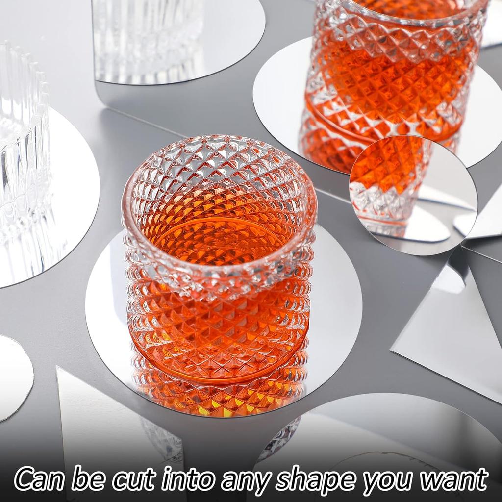 BBTO 9 Pieces Adhesive Craft Mirrors 6 x 9 Inches, 6 x 6 Inches Acrylic Mirror Tiles Small Rectangular Stick on Flexible Self Adhesive Non Glass