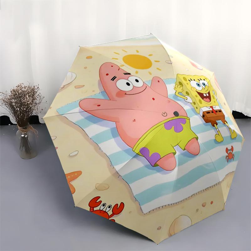 1pc Beach SpongeBob and Patrick Automatic Opening and Closing Umbrella - Suitable for Various Occasions, Outdoor Activities, Lightweight and Durable A