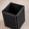 Pen Holder White Stitching Faux Leather Desk Organizer Waterproof Easy To Clean Square Pencil Holder