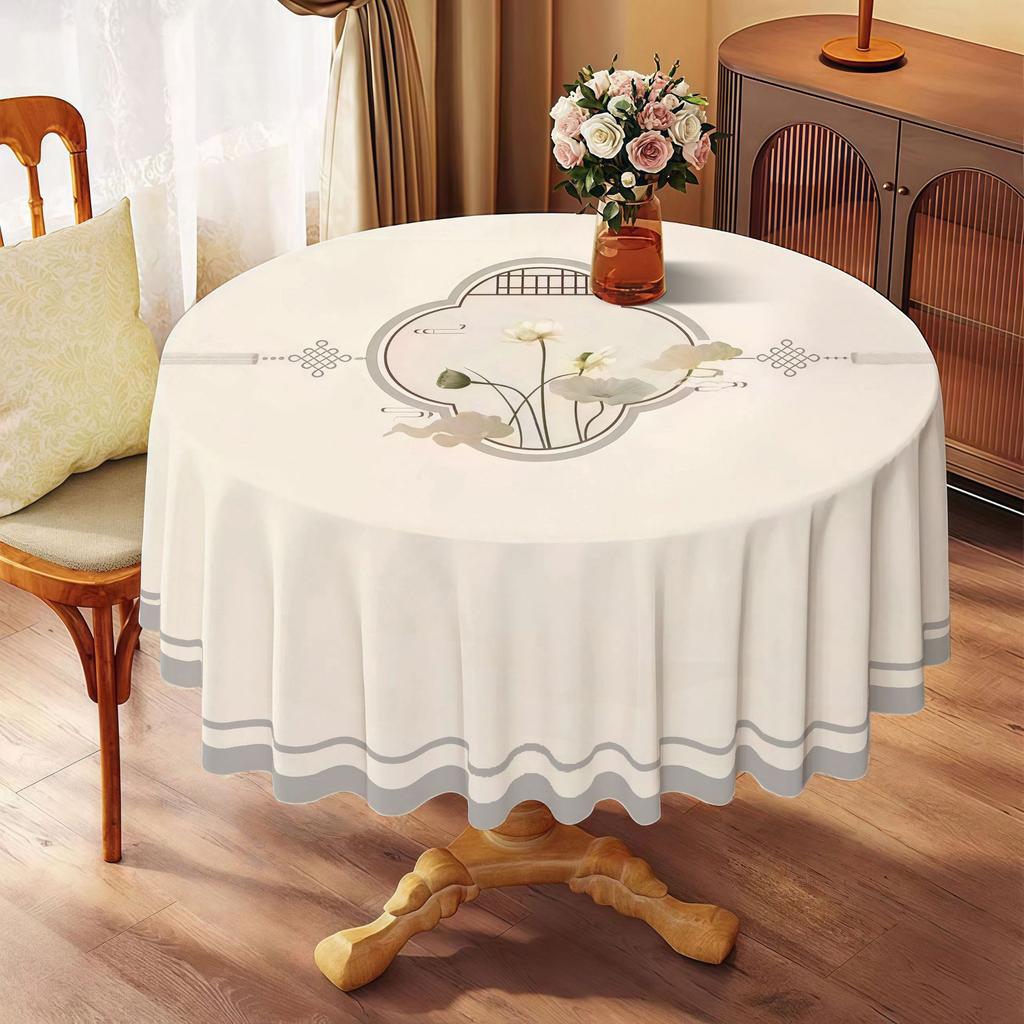 New Imitation Embroidery Pvc Round Tablecloth Ethnic Style Waterproof Oilproof Heatproof Washable Durable Decorative Tablecloth