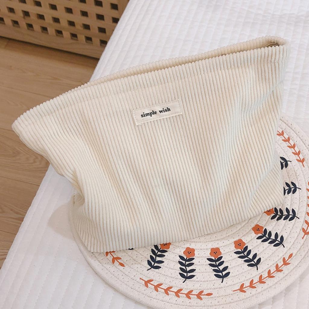 135 Solid Color Makeup Storage Pouch Wear-resistant Corduroy Toiletries Cosmetic Organizer Bag for Women and Teen Girls