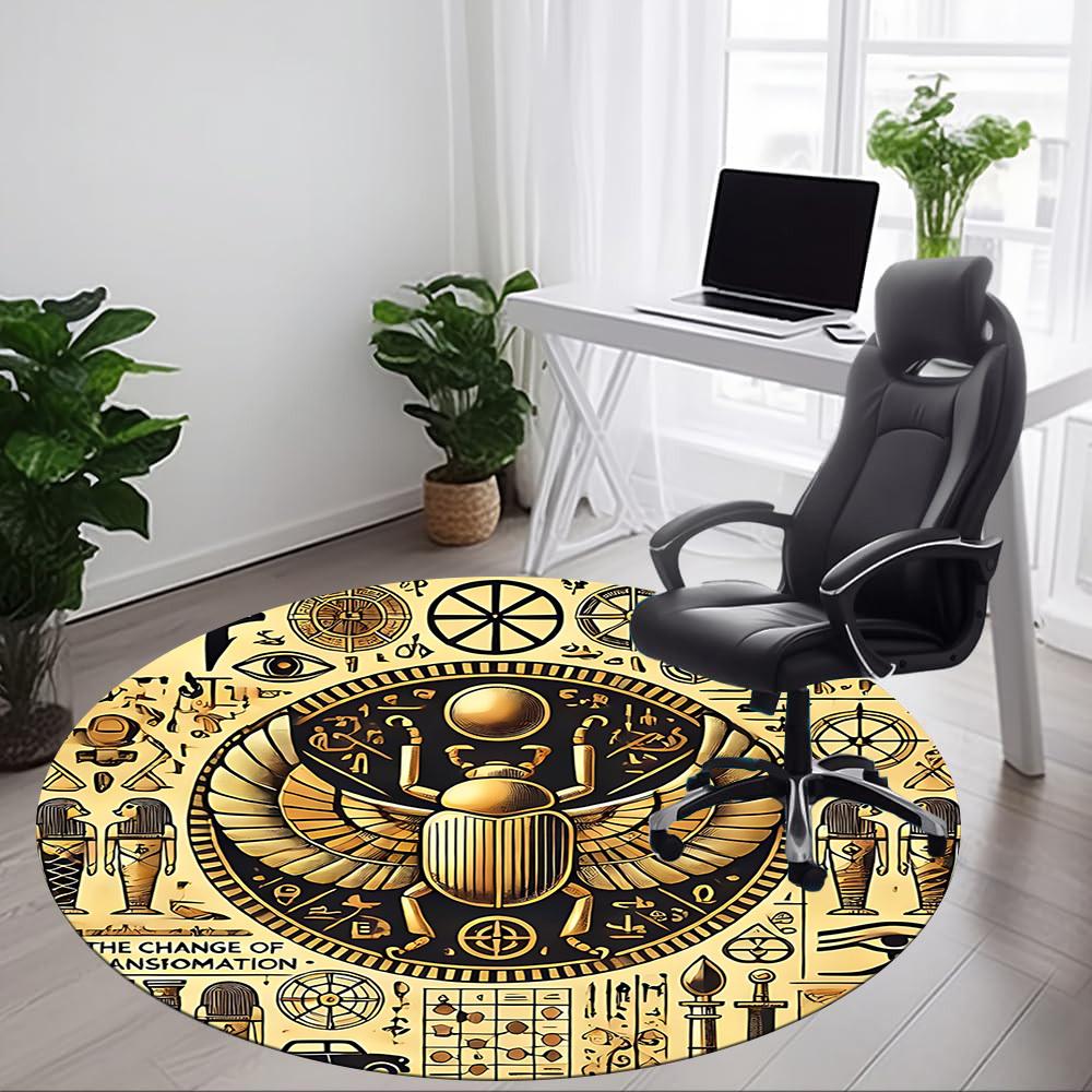 1pc Egyptian Symbols Office Round Area Rug, Under Office Chairs Bedroom Living Room Home Decor, Room Deco, Available in Various Sizes