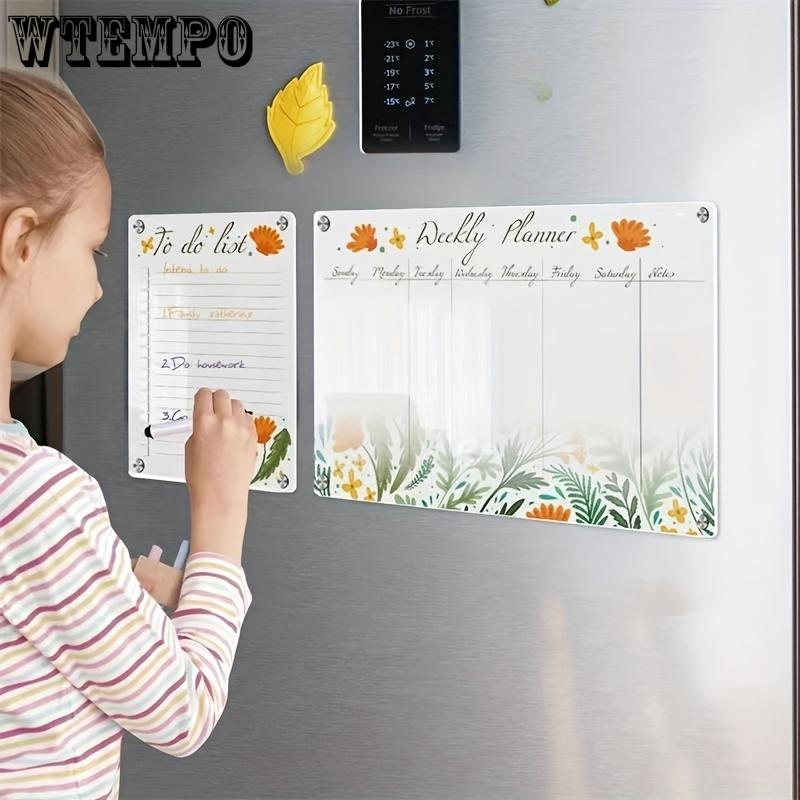 2pcs Acrylic magnetic calendar blackboard forest animals flowers plant pattern daily weekly monthly planner refrigerator magnet dry erase board