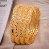 African Gold Color Shiny Bangles for Women Girls Dubai Circle  Bride Wedding Bracelet Ethiopian Jewelry