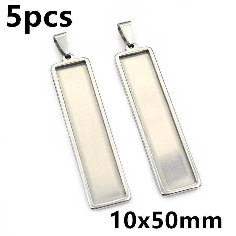 5-10pcs Rectangle Pendant Cabochon Base Blank Setting Tray Stainless Steel DIY Jewelry Making Accessories for Necklace Earrings