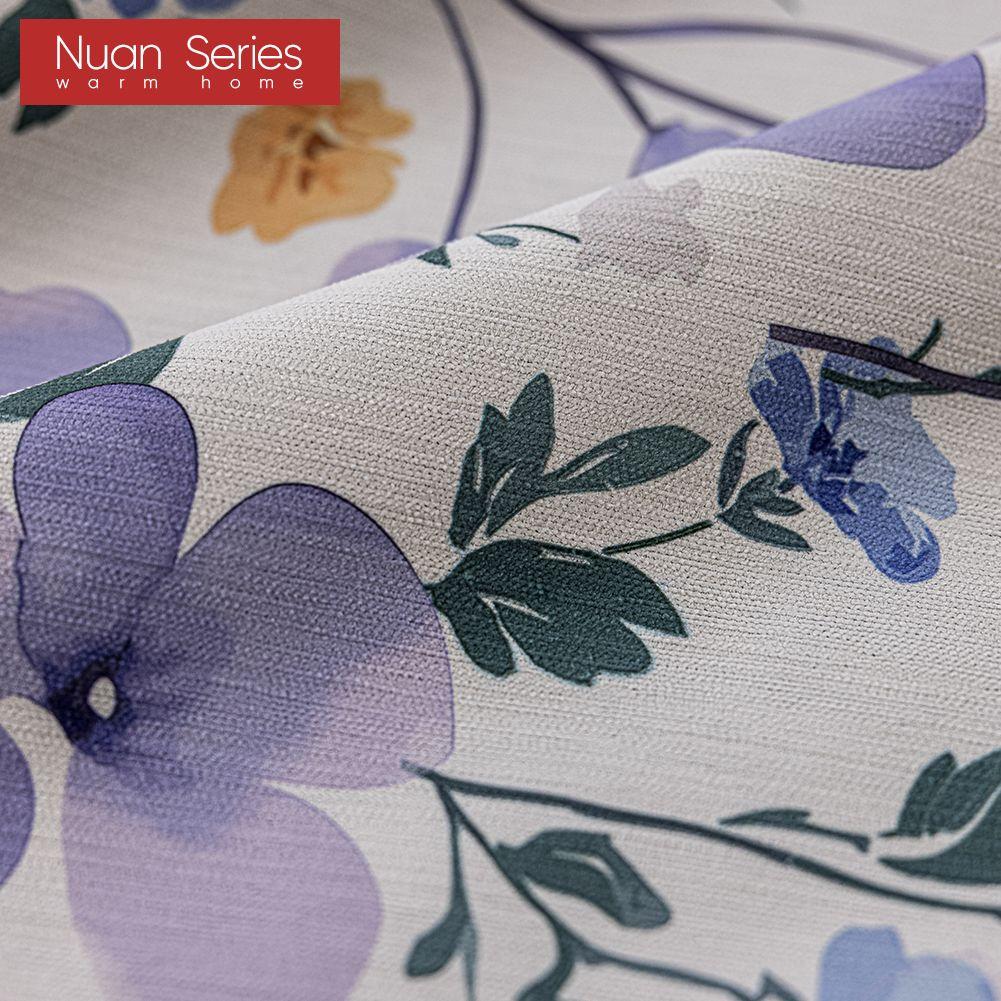1PC Nuan Series Gentle and Romantic Style Blackout Curtains Purple Floral Print Curtains for Bedroom Living Room Balcony Window for Home Decor