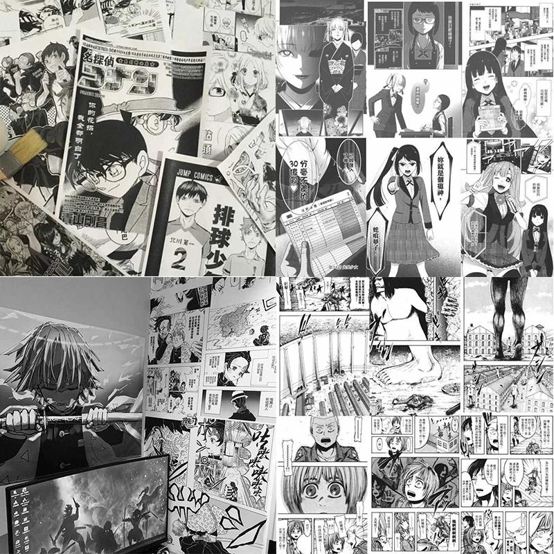 Vibrant Anime Comic Panel Wall Decor Featuring Kimetsu No Yaiba And Attack On Titan